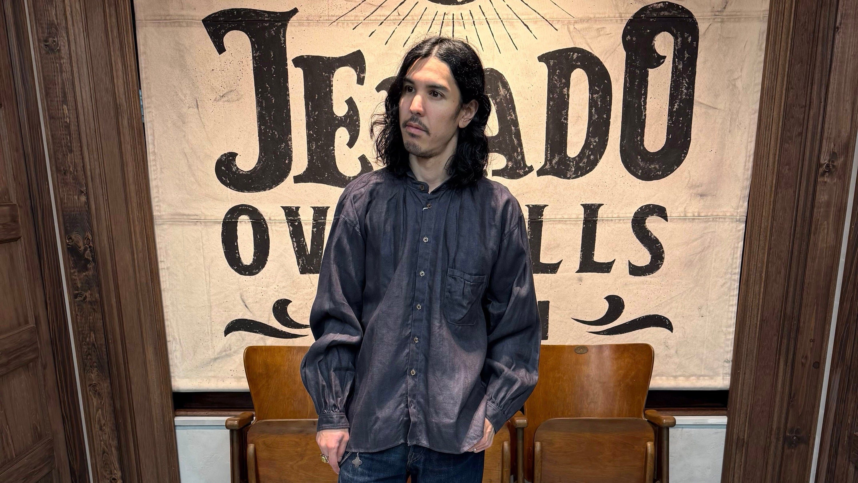 【完売モデル】ザツーモンキーズ　ヘリンボーンリネン　シャツ　L The 2 Monkeys を代表するシャツ： Herringbone Linen Artisan Shirts