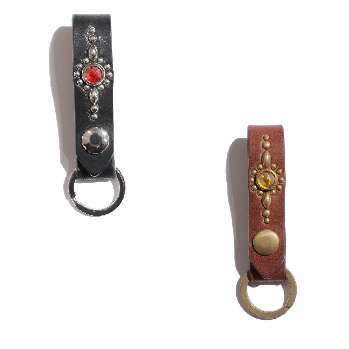 COLIMBO Jewel Studded Leather Key Ring”Helios Pattern”【ZA-0706