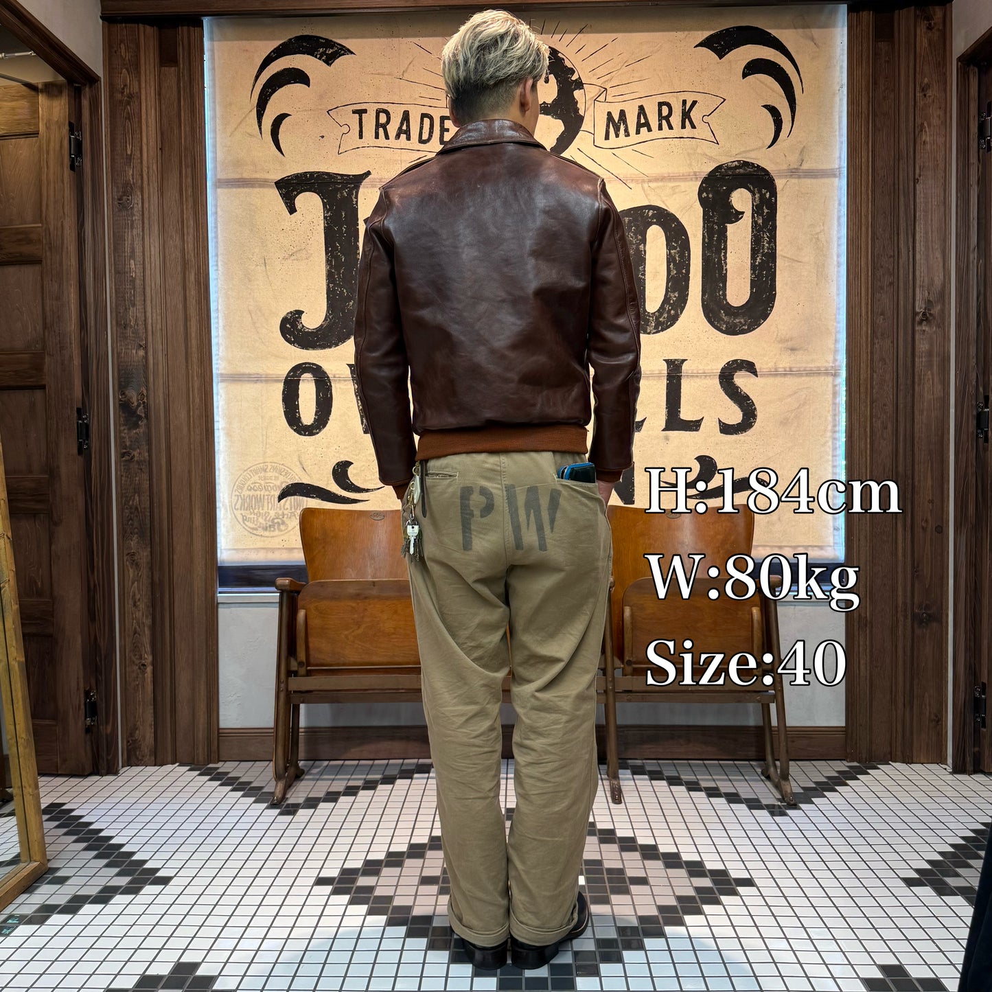 Rainbow Country "TYPE A-2"ROUGH WEAR CLOTHING CO.CONTRACT NO. 42-1401P Horse Hide Tabaco Brown【RCL-10071】