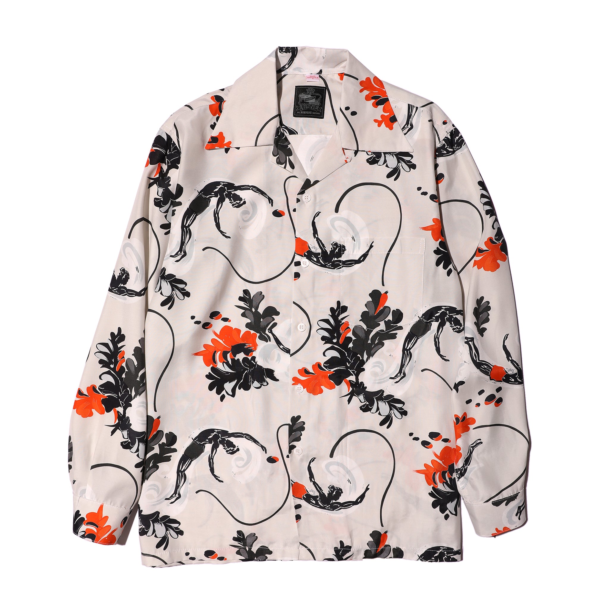 Kona Bay Hawaii Diving L/S Aloha Shirt (ダイビングアロハシャツ)【BK-UL2102】