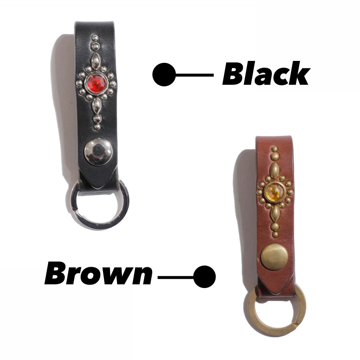 COLIMBO Jewel Studded Leather Key Ring “Helios Pattern” [ZA-0706]