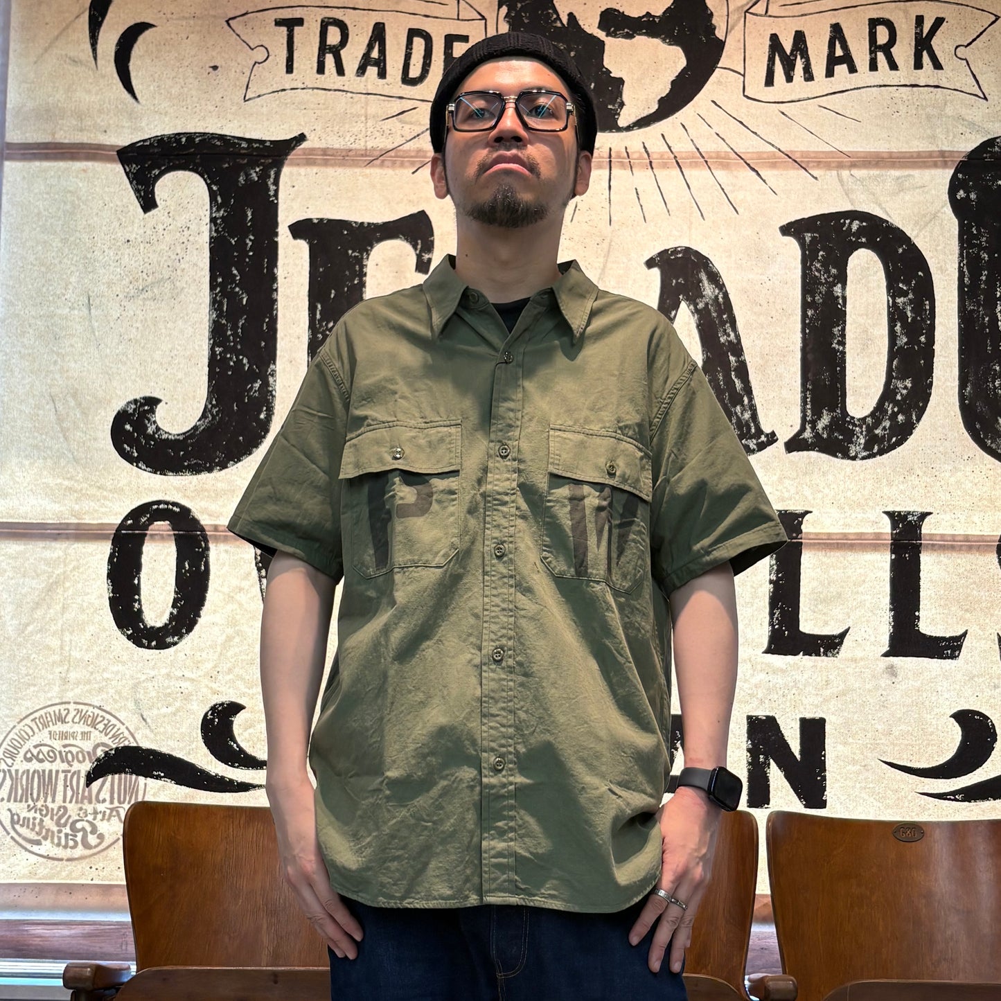 S/S Officer Shirt PW Stencil Custom【CT21114B】