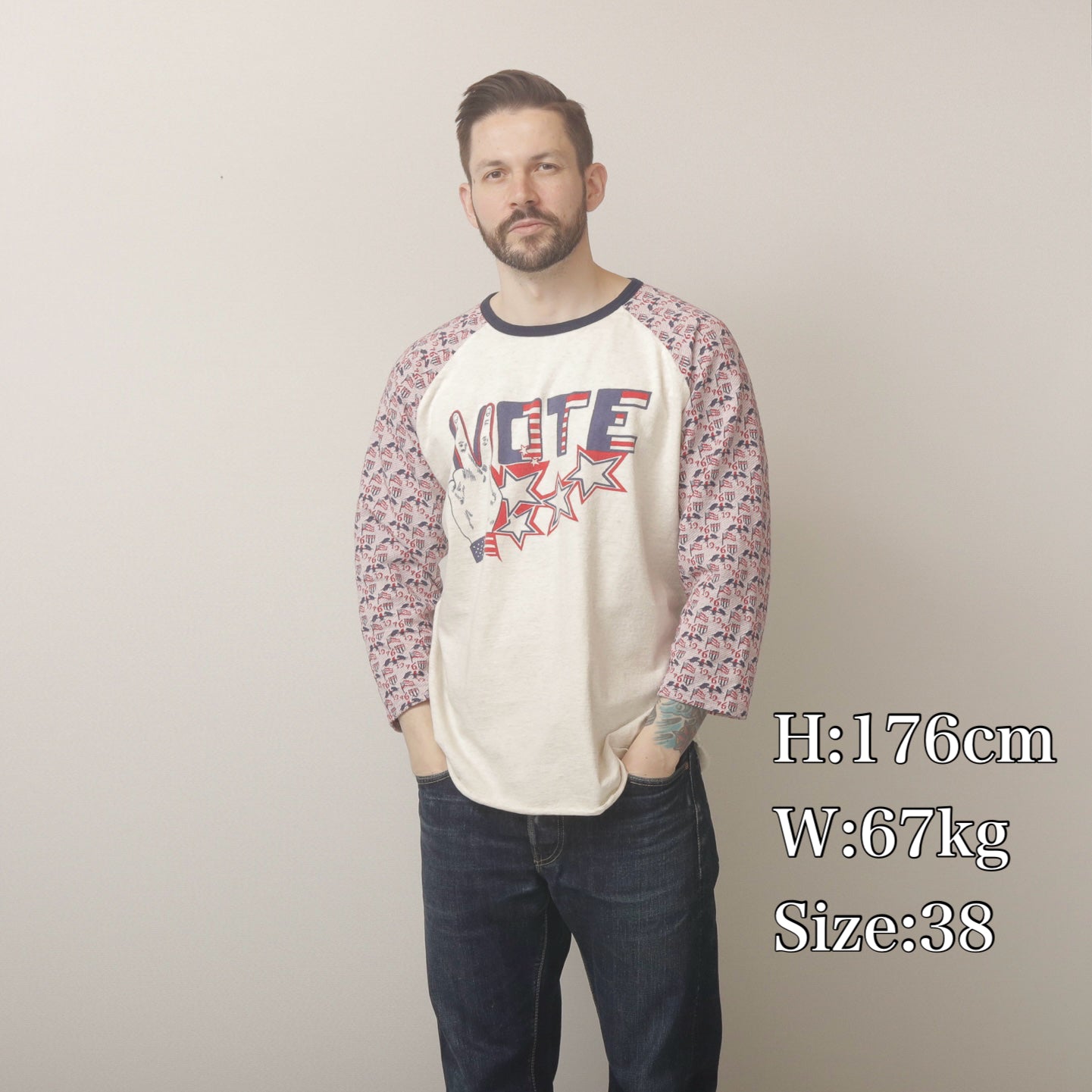 Raglan Tee VOTE Print【AB23212】