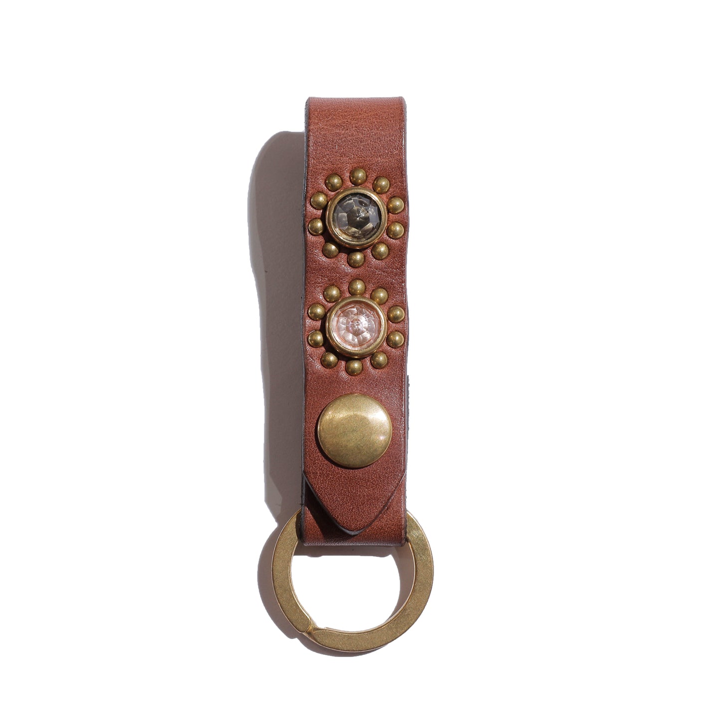 COLIMBO Jewel Studded Leather Key Ring “Sunflower Pattern” [ZA-0707]