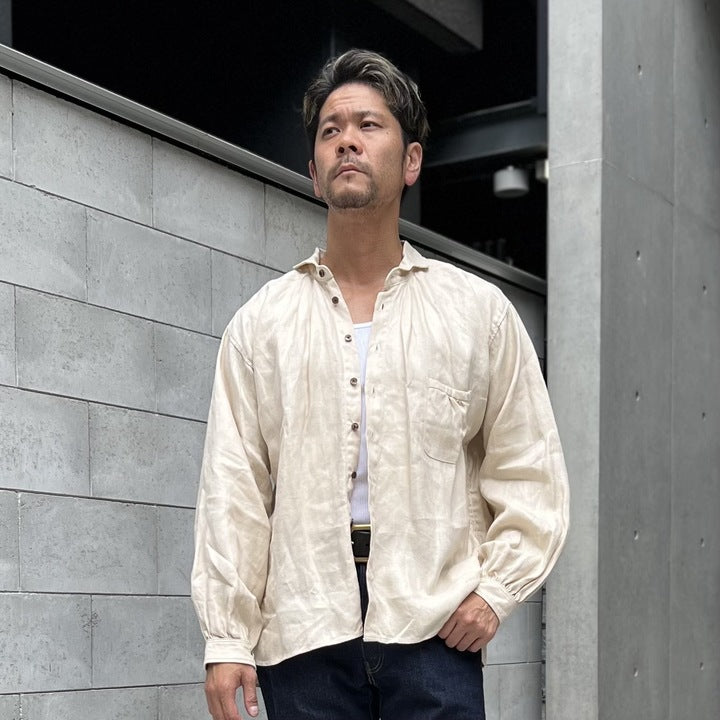 The 2 Monkeys Herringbone Linen Artisan Shirts【TM12142】