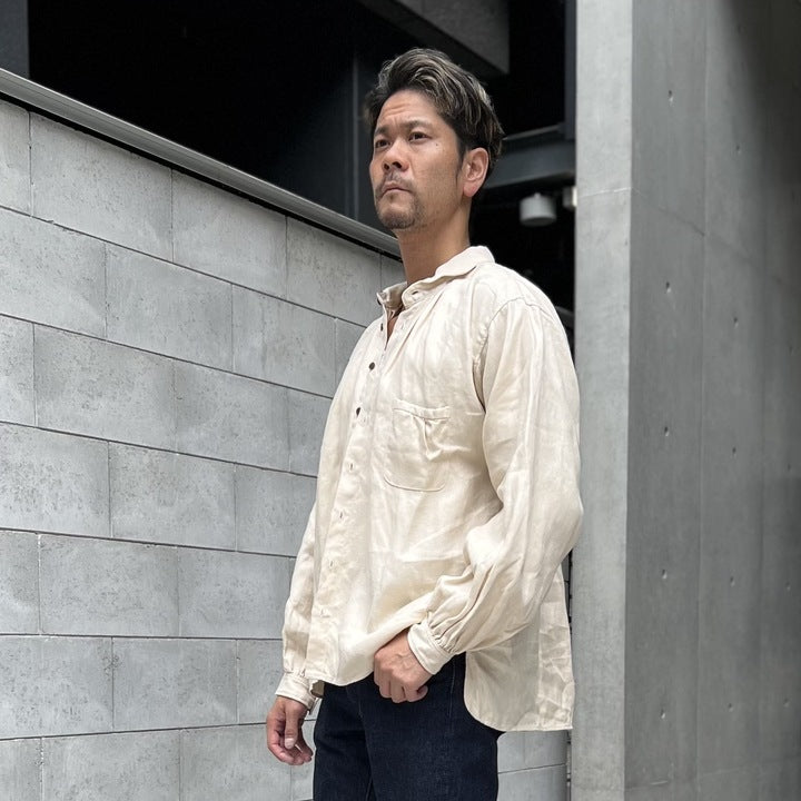 The 2 Monkeys Herringbone Linen Artisan Shirts【TM12142】