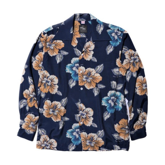 Kona Bay Hawaii 　Big Wednesday Hibiscus L/S Navy【BK-UL2202NV】