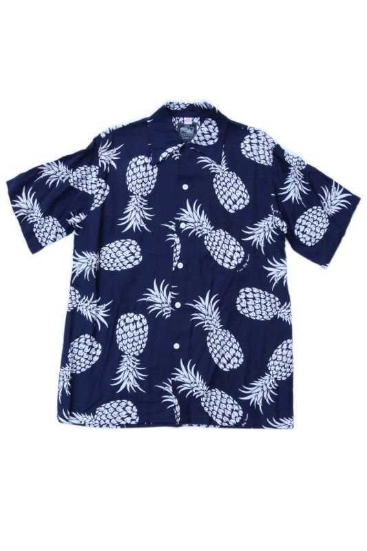Kona Bay Hawaii Pineapple Aloha Shirt (パイナップルアロハシャツ)【BK-RA5100】