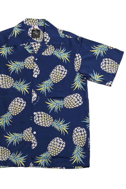 Kona Bay Hawaii Pineapple Aloha Shirt (パイナップルアロハシャツ)【BK-RA2004】