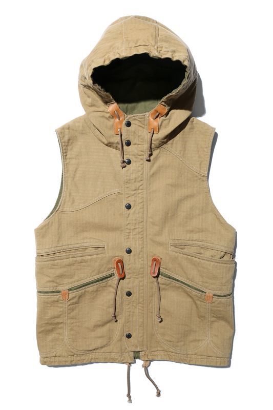 COLIMBO ORIGINAL SNIPER'S VEST MID-WT -YARN DYDE HERRING BONE- DULL Beige【ZV-0116】