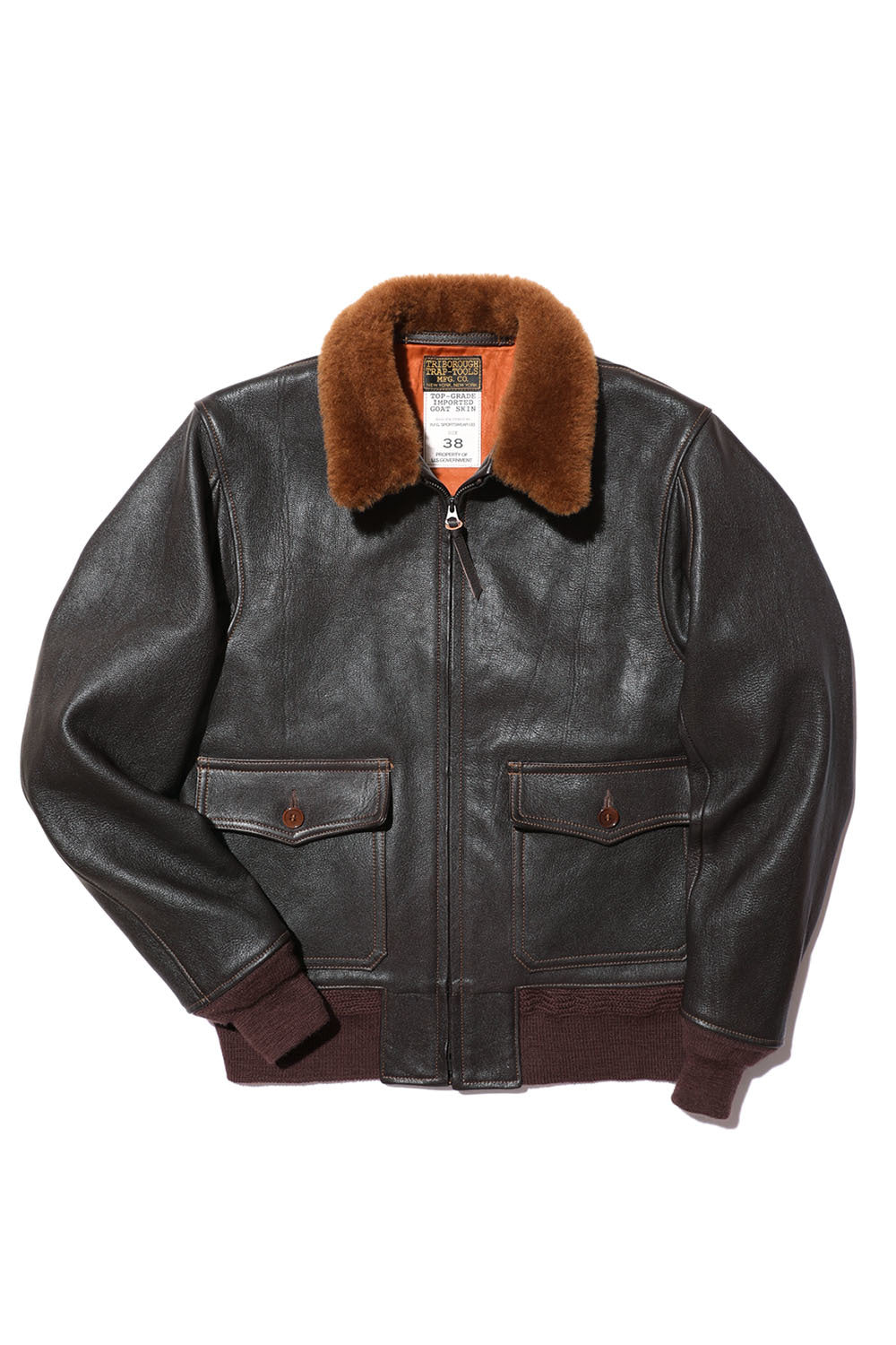 COLIMBO G-1 BONNIE DICK FLIGHT OFFICER JACKET -FULL BEGE TANNED GOAT SKIN- M.BROWN【ZV-0152】