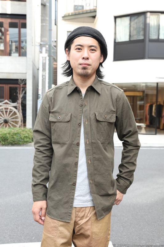 JELADO Union Workers Shirt(ユニオンワーカーズシャツ) HBT Olive【JP53140】