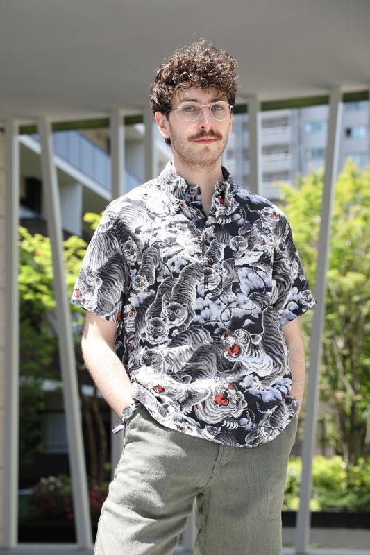 JELADO Pullover Aloha Shirt(プルーオーバーアロハシャツ) One Hundred Tigar Black【SG62107】