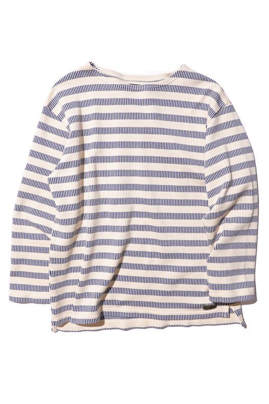 COLIMBO Morbihan Bay Striped Boat Neck Yarn Dyed Old French Border- Raw×Blue【ZW-0409】