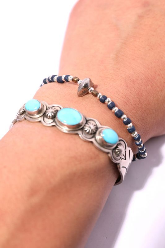 SunKu/サンク Indigo & Silver Beads Bracelet【SK-040】