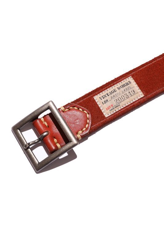 Vintage Works Leather Belt Handmade Rough Out 7Hole Garrison Belt Tan 【DH5734】